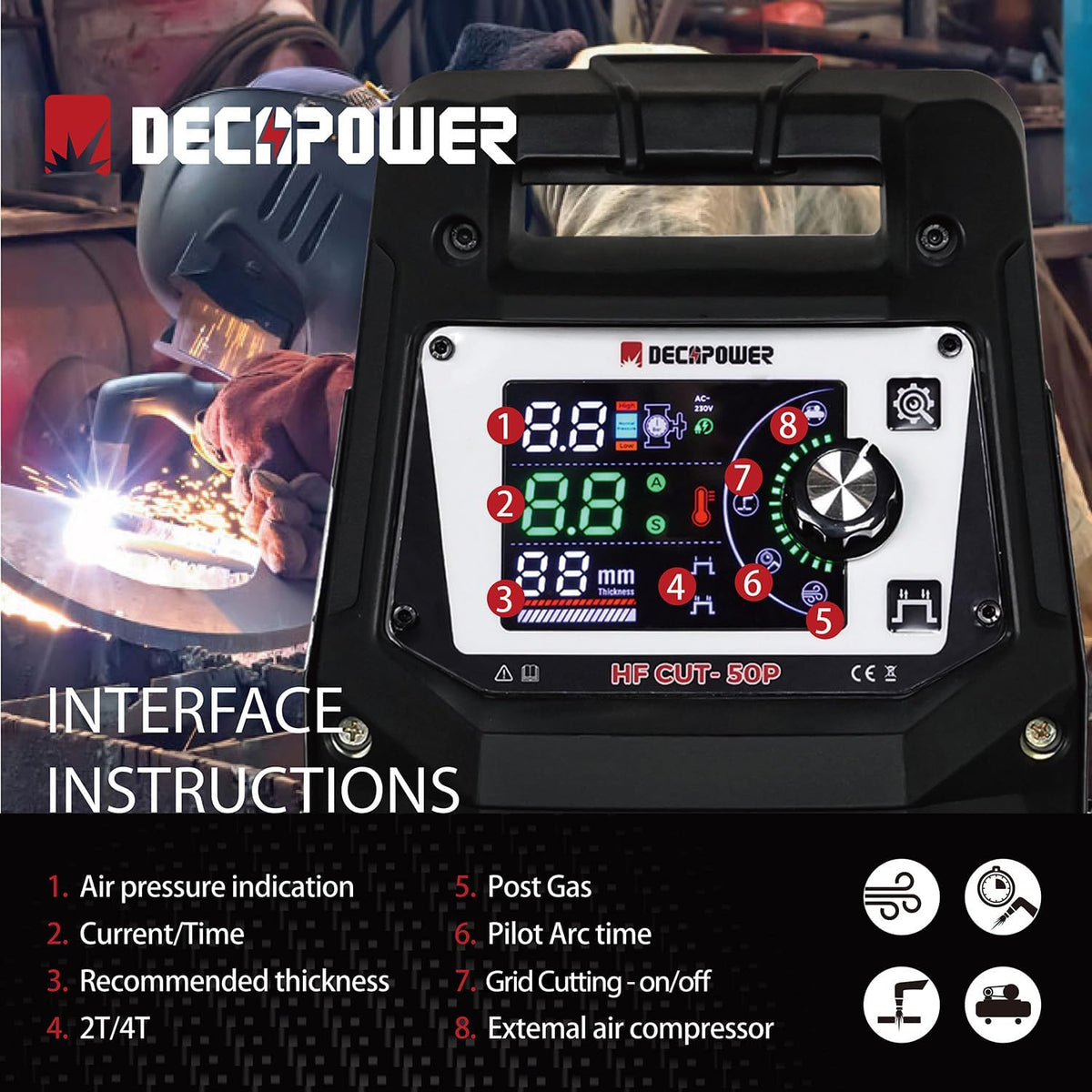 DECAPOWER HF CUT-50P 50Amps 220V Pilot Arg Plasma Snijmachine Met Driver Slagboog Snijden (Standaard Accessoires)