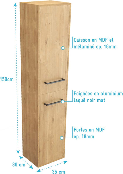 Aurlane PACM103 Structura P103 badkamerzuil, zwart/eiken bruin