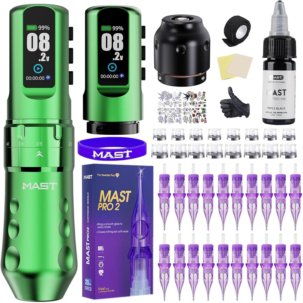 Draadloze Tattoo Machine – Tattoo Pen – Tattoo Gun – Tattoo Set – Tattoomachine – Lichtgewicht Ergonomisch Ontwerp – 7 Verstelbare Slagen 2,5-4,5 mm – 2000mAh Batterij 7 Uur Gebruik