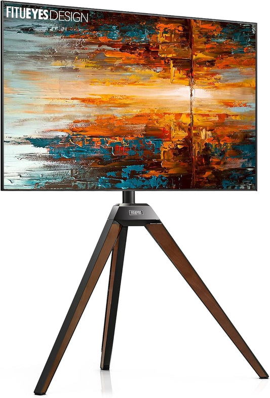 FITUEYES TV-Standaard op statief voor 32-60 inch schermen Gemaakt van hout Verstelbare hoogte 1150-1300mm Verstelbare hoek ± 20° VESA 200x200-400x400mm