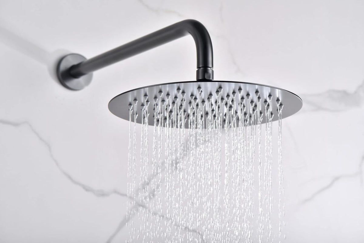 Thermostatische Douche Set – Douchekraan – Regendouche – Handdouche – Douche Thermostaat – Zwarte Gun Metal – Thermostaat met 2-weg Omschakeling – Ø 25 cm Regendouche