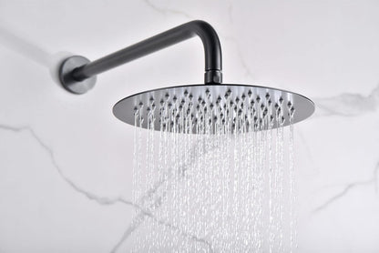 Thermostatische Douche Set – Douchekraan – Regendouche – Handdouche – Douche Thermostaat – Zwarte Gun Metal – Thermostaat met 2-weg Omschakeling – Ø 25 cm Regendouche