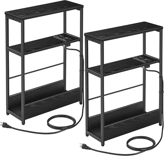 Bijzettafels Woonkamer - Bijzettafel Bank - Smalle Console Tafel - Nachtkastje - 18 cm x 45 cm x 58 cm - Zwart