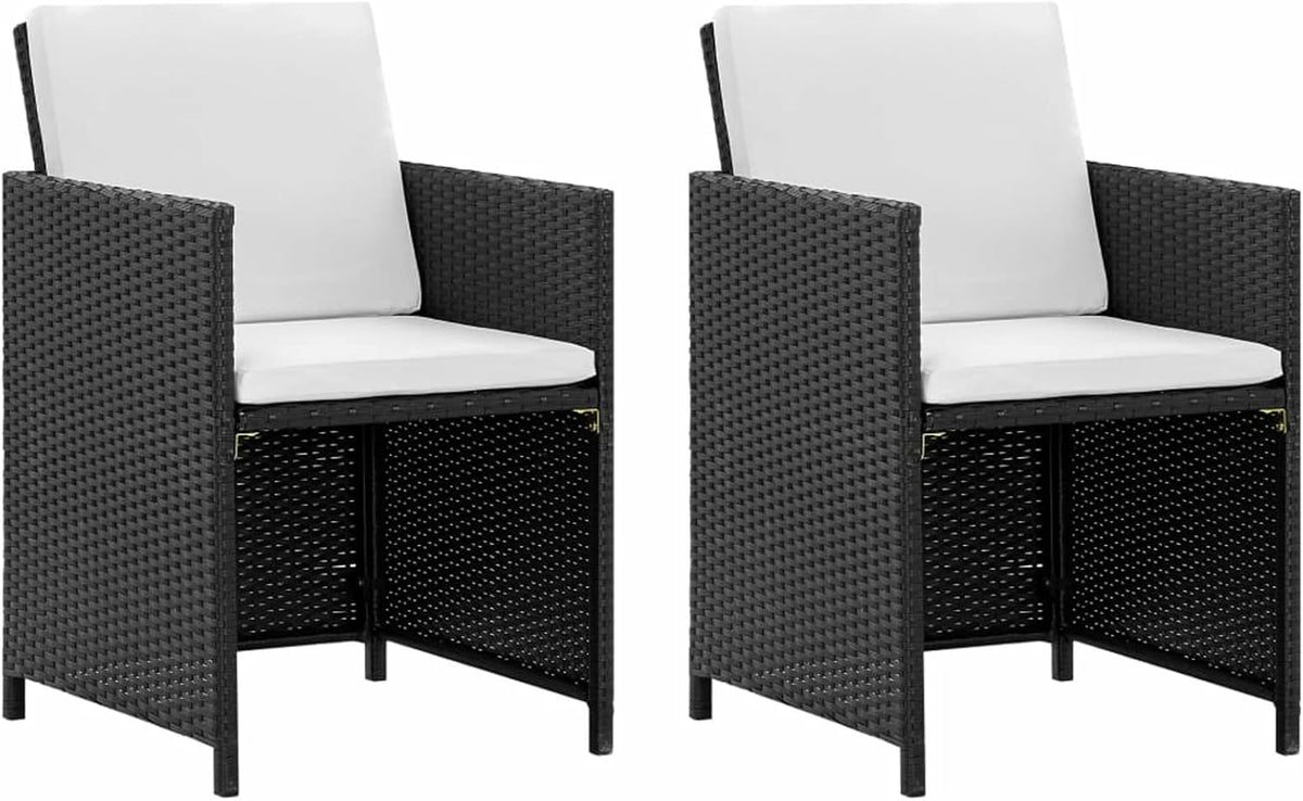 5-Piece Garden Dining Set with Cushions Garden Furniture Set Garden Table with Chairs Set Dining Lounge Garden Furniture Set Poly Rattan Black - QUORE