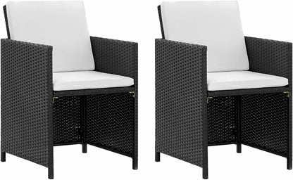 5-Piece Garden Dining Set with Cushions Garden Furniture Set Garden Table with Chairs Set Dining Lounge Garden Furniture Set Poly Rattan Black - QUORE