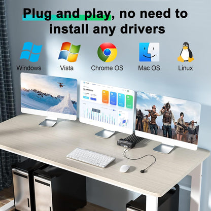 USB 3.0 KVM Switch 3 PC 3 Monitoren 8K@60Hz 4K@144Hz, HDMI+2 DisplayPort MLEEDA KVM Switch 3 Monitor Voor 3 PC Share 3 Monitoren en 4 USB 3.0 Apparaten met 12 V Voeding, Kabelcontroller, 3 * USB Kable
