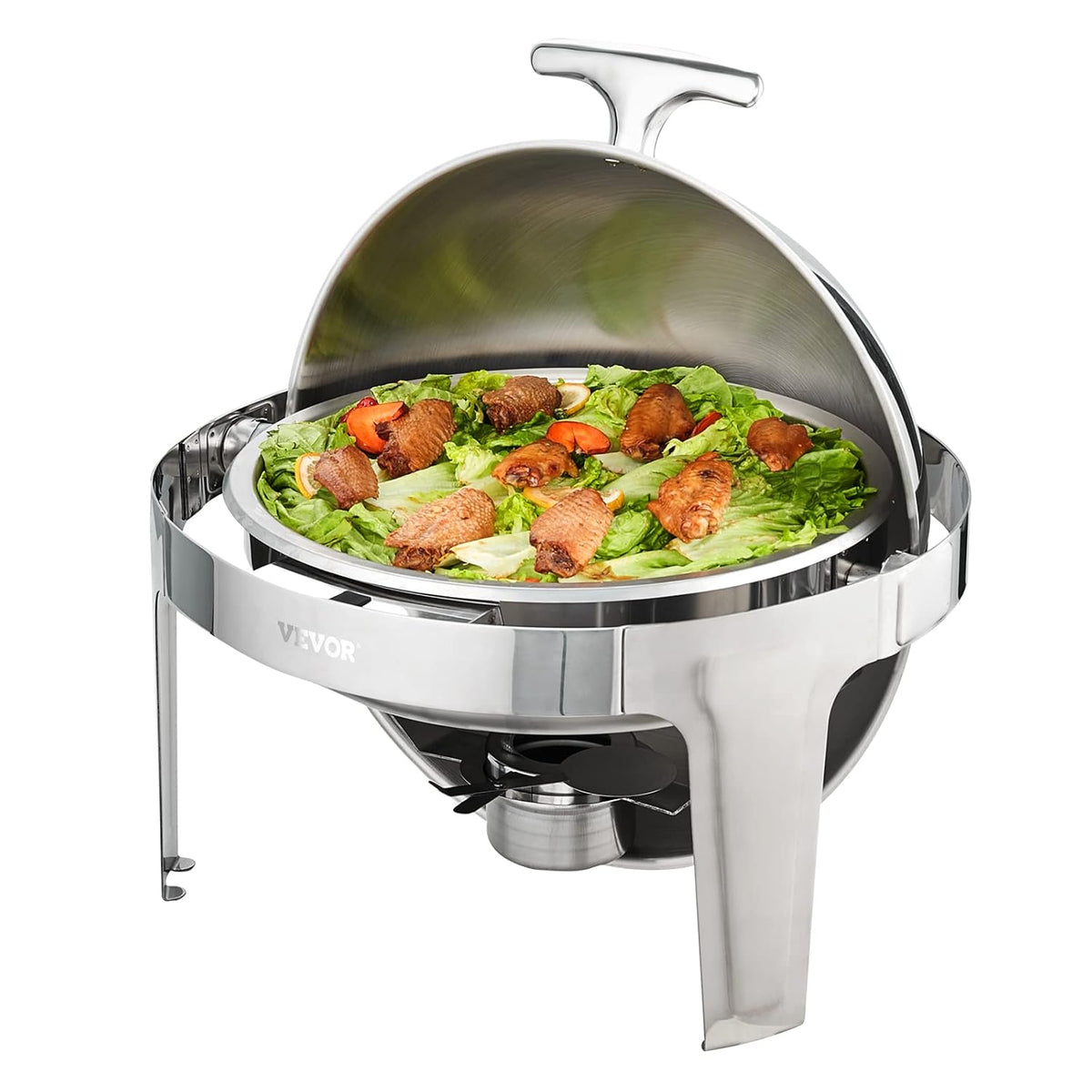 VEVOR DT-C1101 Ronde Catering Warmer Server Chafing Dish Buffet Set, Roestvrij Staal, Zilver