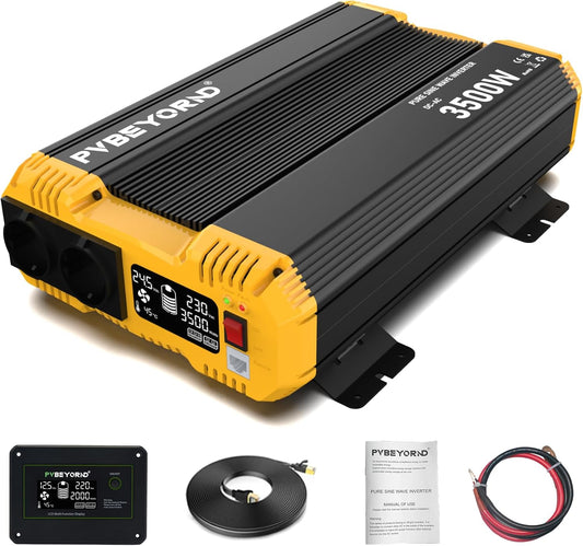 Omvormer 24V naar 230V Zuivere Sinus 3500W/7000W Spanningsomvormer 24V 230V Met een externe LCD-controller, geschikt voor campers en elektrische installaties in huis