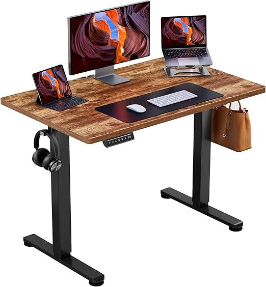 Zit-Sta Bureau – Verstelbaar Bureau – Bureaumeubel – Werkplek Bureau – Vintage Elektrisch Verstelbaar – 100 x 60 cm – 4 Geheugenstanden – Stil Motor Geluid Minder Dan 50 dB - QUORE