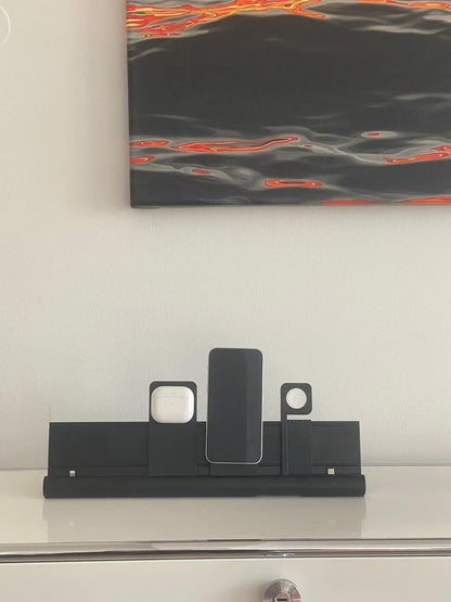 Laadstation voor iPhone tablet en AirPods, udoq 400, aluminium, zwart, MagSafe en PD-oplader