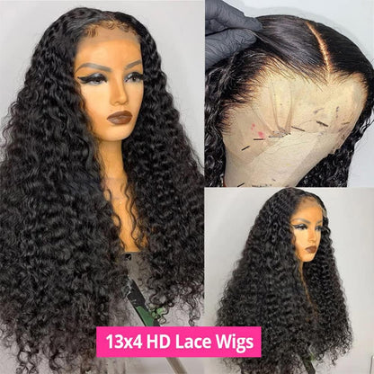 Lace Front Pruik Menselijk Haar – Kant Front Pruik – Frontale Pruik – Diepe Golf Pruik – Menselijk Haar Pruik – 24 Inch – 13X4 HD Transparant Zwitsers Kant – 180% Dichtheid
