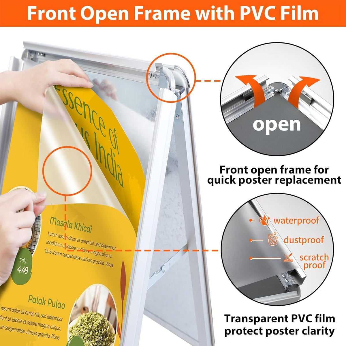 A2 A-Board Bestrating Sign Zilver – Stoepbord – Reclamebord – Posterbord – Presentatiebord – Dubbelzijdig – Aluminium Frame