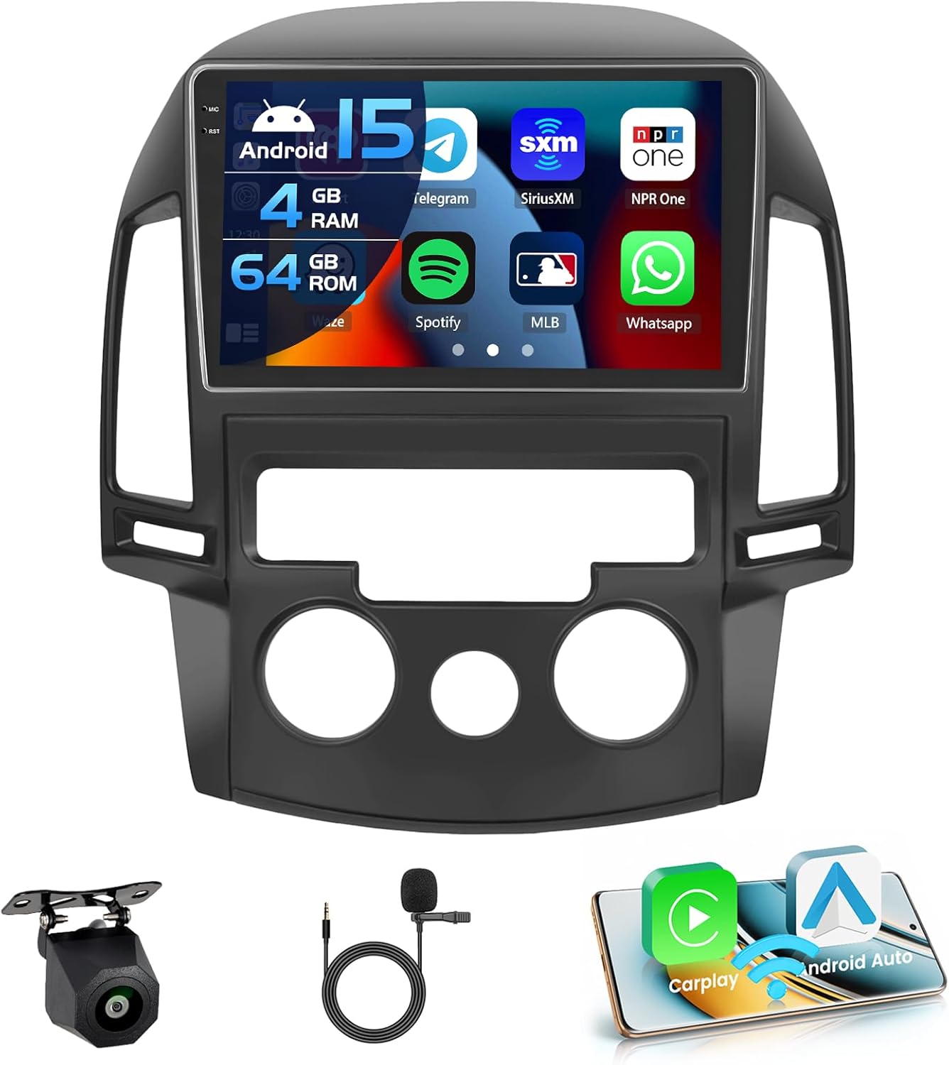 Autoradio – Auto Radio – 1-DIN Radio – Multimedia Systeem – Android Autoradio – 9 Inch In-Cell Scherm – Draadloze CarPlay & Android Auto