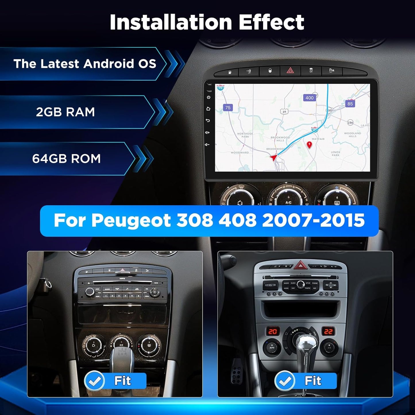 Android Autoradio – Navigatiesysteem – Multimedia Speler – Bluetooth Radio – Dashboard Headunit – 9 Inch 1080P Touchscreen – Draadloze CarPlay & Android Auto – DSP Audio – GPS Navigatie – 2+64G Plug & Play – Achteruitrijcamera inbegrepen