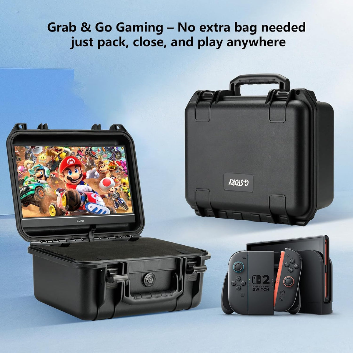 G-STORY Portable Monitor Case for Switch 2, 4K & 60Hz or 1080p and 120Hz, Portable Gaming Monitor, IPS Screen, HDMI, Shockproof, Travel Carrying Case, Play Mode, Travel Monitor (Not Included) - QUORE