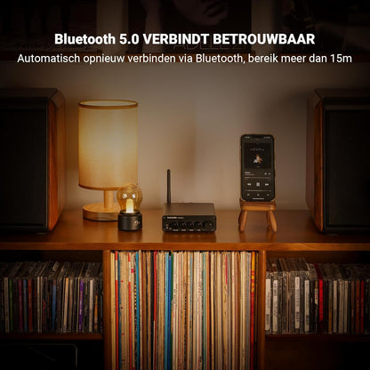 Fosi Audio BT30D Pro TPA3255 Hi-Fi Bluetooth 5.0 Stereo Audio Receiver Versterker 2.1 Kanaal Mini Klasse D Geïntegreerde Versterker 165Wx2+350W voor Home Desktop Boekenplank Luidsprekers/Subwoofers