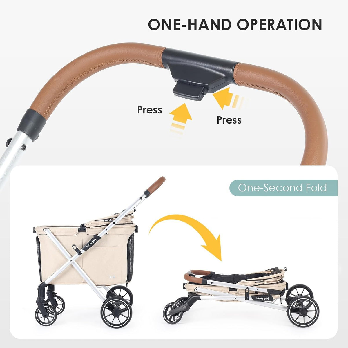Beberaod X6 Pet Stroller, beige