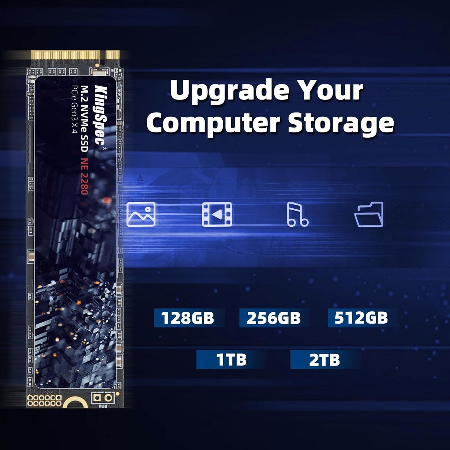 KingSpec 512GB SSD, M.2 NVMe Gen3x4 SSD 2280 - tot 2400 MB/s, interne SSD harde schijf met 3D NAND Flash, compatibel met desktop en laptop