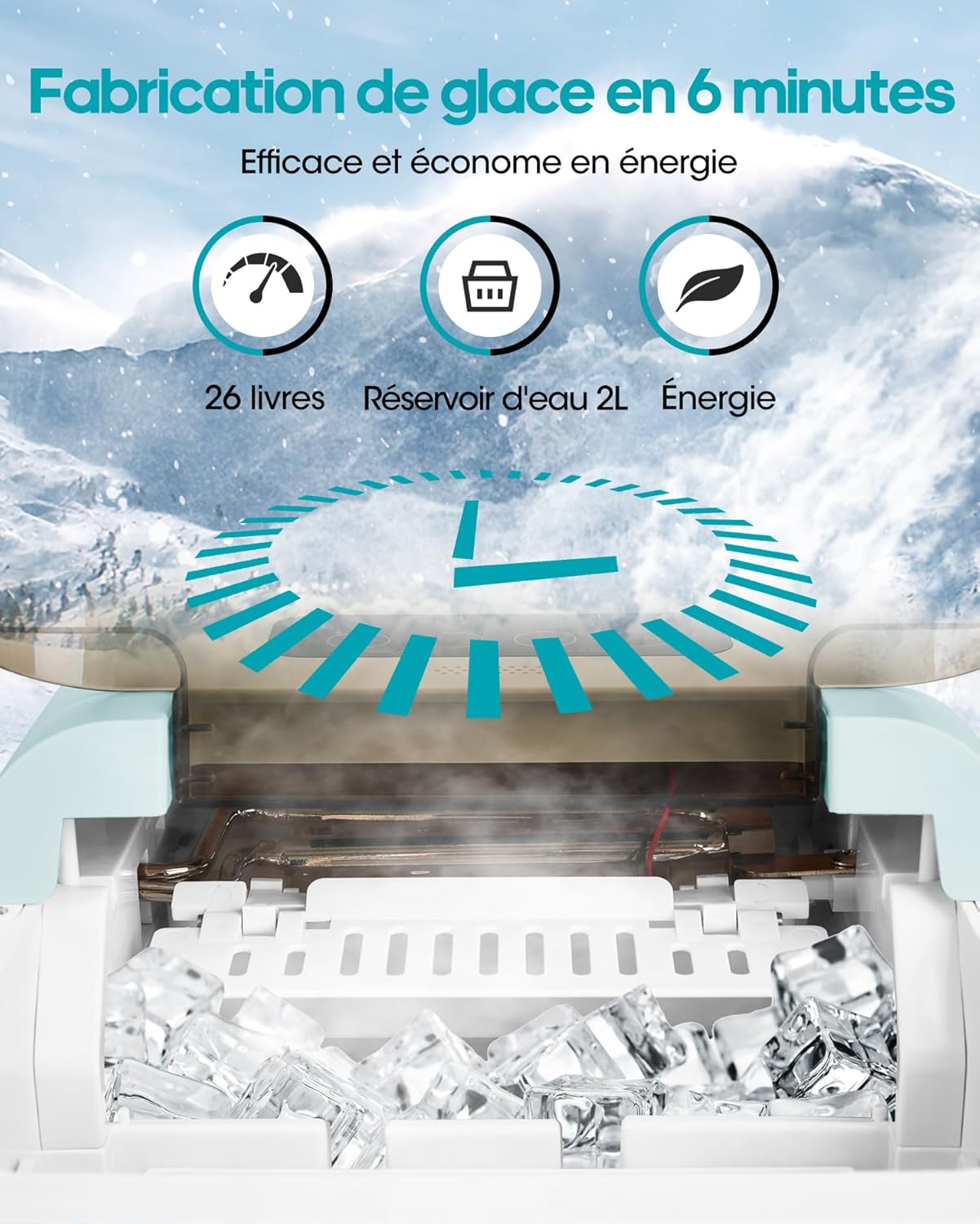 IJsblokjesmachine – IJsblokjesmaker – IJsblokjesapparaat – IJscryomachine – IJsdispenser – Wifi-App Bediening – Zelfreinigend – 15 kg IJs per 24 uur – 9 IJsblokjes in 6-10 Minuten
