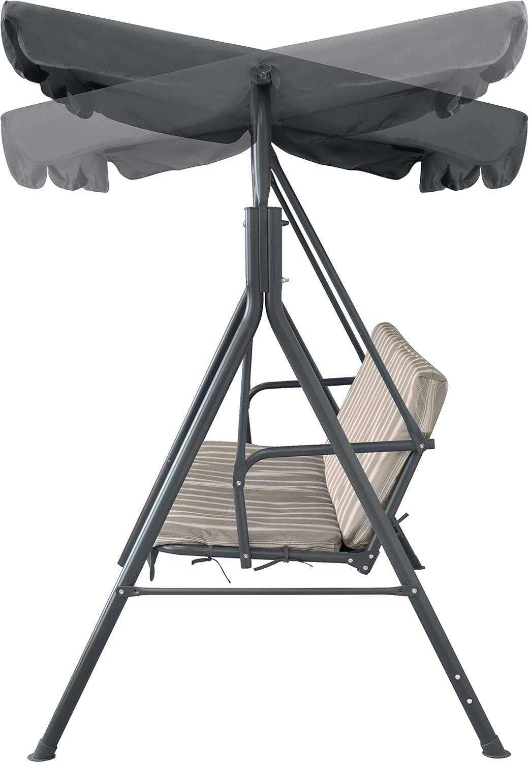 3-Seater Garden Swing Bench with Adjustable Sun Canopy, Tiltable Brown
