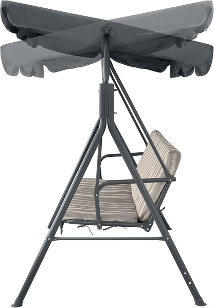 3-Seater Garden Swing Bench with Adjustable Sun Canopy, Tiltable Brown