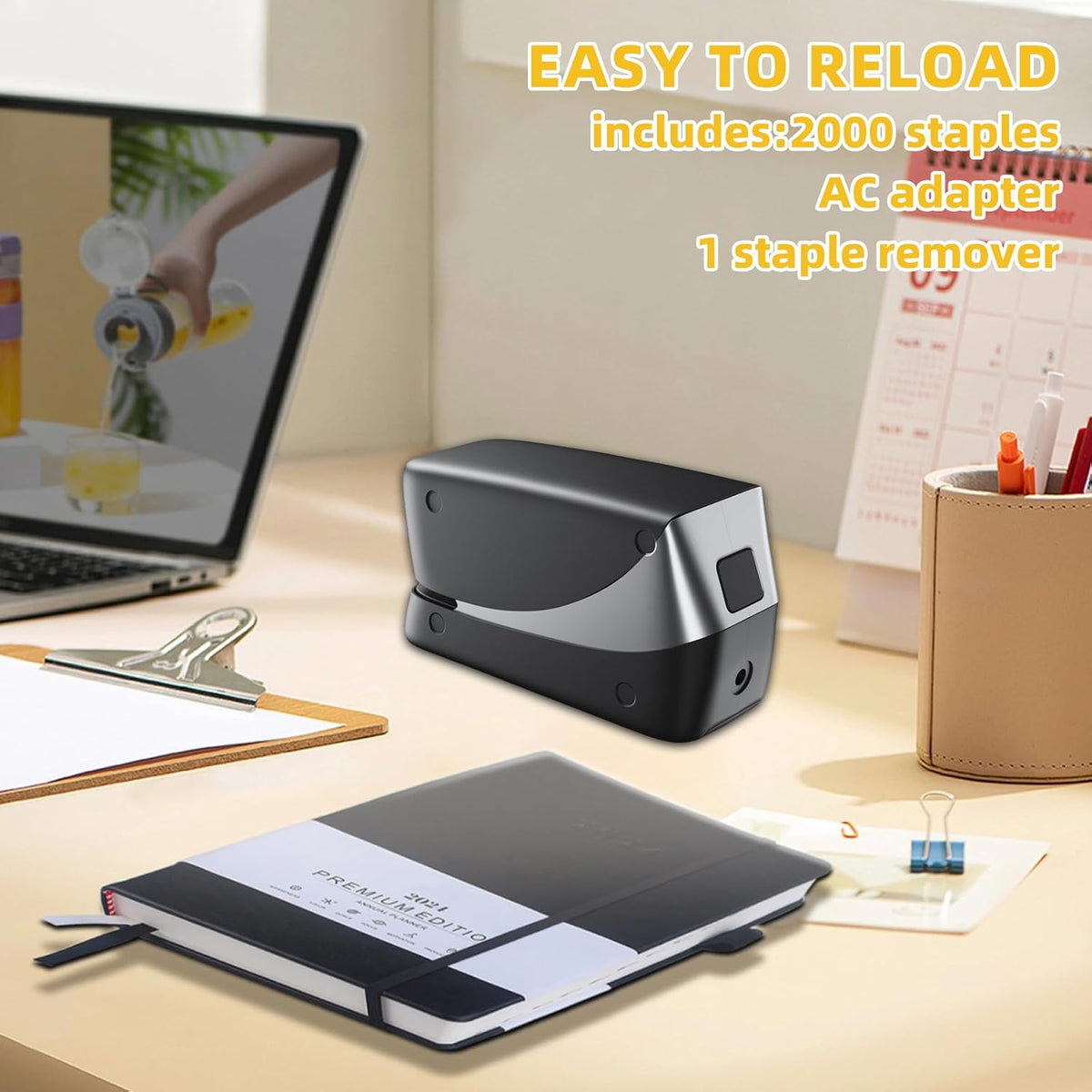 Electric Stapler, 25 Sheet, Include 2000 Staples and 1 Remover, Jam Free, Professional and Home Office Stapler,Battery not Included,AC or Battery Powered. - QUORE