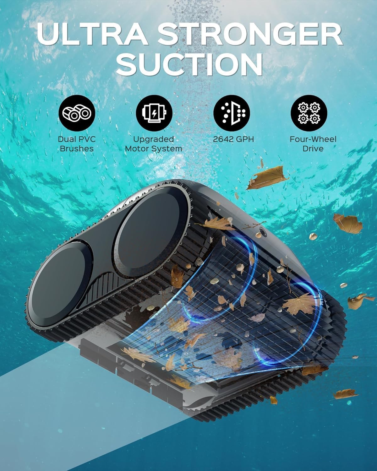 WYBOT C1 Robot Piscine avec Planification D'itinéraire Intelligente, Nettoyage Entièrement Automatique du Sol, Ligne de Flottaison, Murs, Jusqu'à 150 mins, Triple Moteur Amélioré idéal pour 150 ㎡