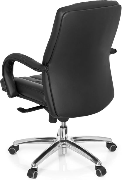 hjh OFFICE 724250 XXL G 100 managersstoel, kunstleer, zwart, bureaustoel, draaistoel gevoerd, lage rugleuning, tot 150 kg belastbaar