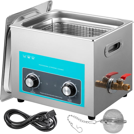 Moh Ultrasone reiniger met verwarmingstimer, 10 l, professionele ultrasone reiniger 220 V, ultrasone reiniger van roestvrij staal, 40 kHz, voor het reinigen van brillenringen, instrumenten