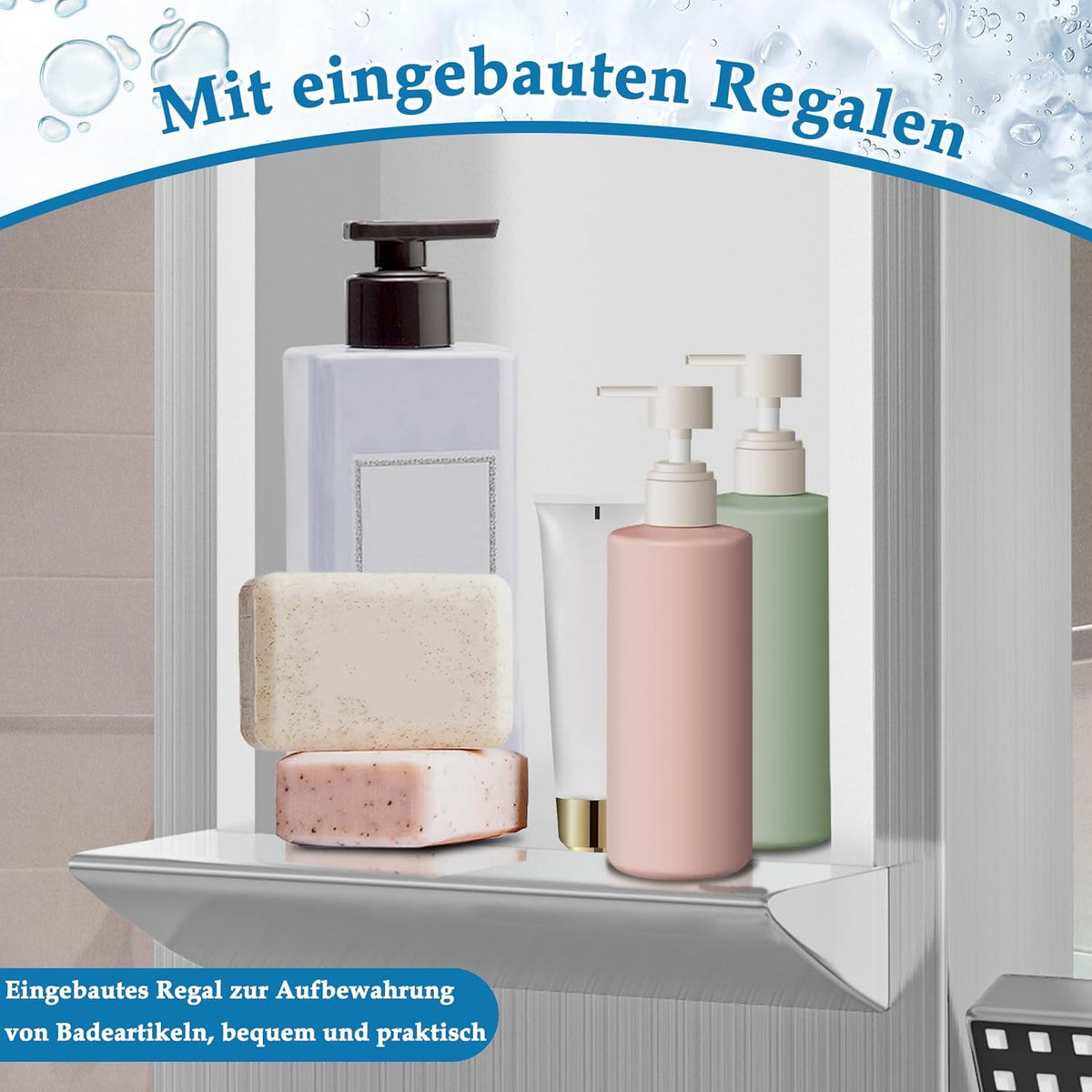 Douchesysteem – Doucheset – Douchepaneel – Regendouche – Handdouche – Roestvrij Staal – 5 Functies Met Massagejets – Zilver Geborsteld