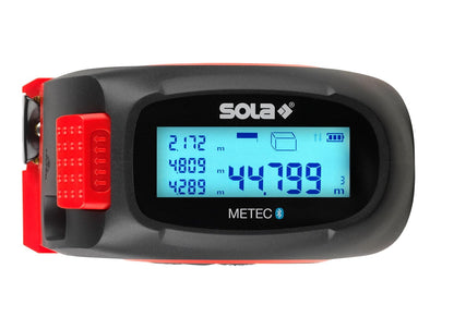 SOLA Metec – 2 in 1: digitaal meetlint (5 m) en afstandsmeter (20 m) – rolbandmaat digitaal met lcd-display en 7 meetfuncties – overdracht van de meetwaarden naar smartphone-app