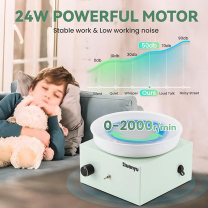 Mini Pottenbakkersschijf – Pottenbakkersrad – Keramiek Draaischijf – Elektrische Pottenbakmachine – Mini Pottenbakmachine – Instelbare Snelheid 0-2000 RPM – Inclusief 27-delige Gereedschapset