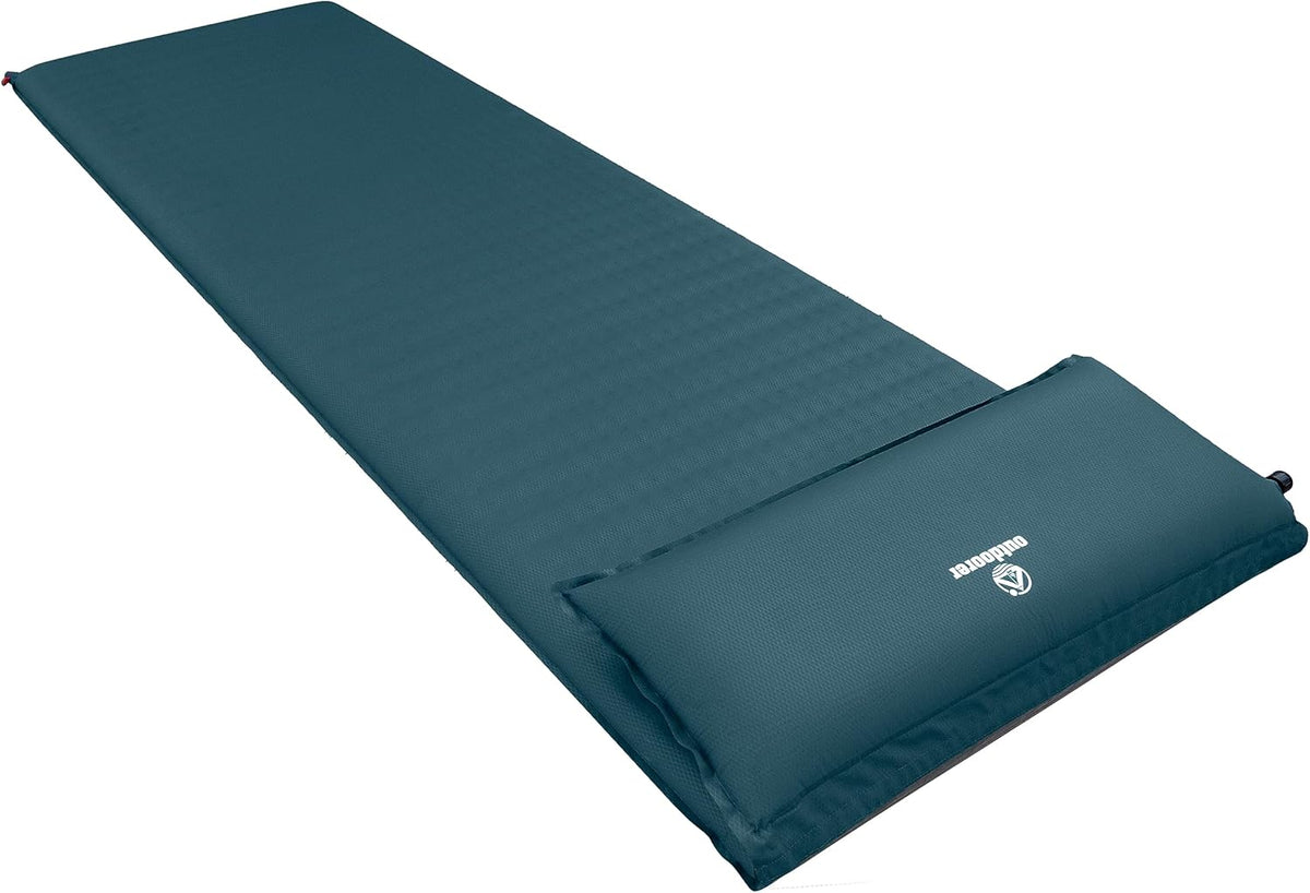 outdoorer XXL Trek Bed Flex Isolatiemat, echte zelfopblaasbare slaapmat met kussen, trekkingmat en campingmat met hoge isolatie tot -11 °C, antislip en waterdichte bodem
