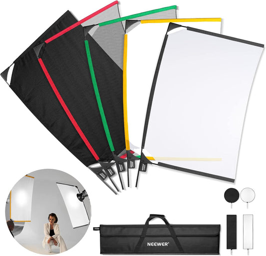 NEEWER SF6090F 5-in-1 opvouwbare fotovlaggenset, reflector, lichtmodificator, voor zacht, diffuus en lichteffecten, inclusief draagtas
