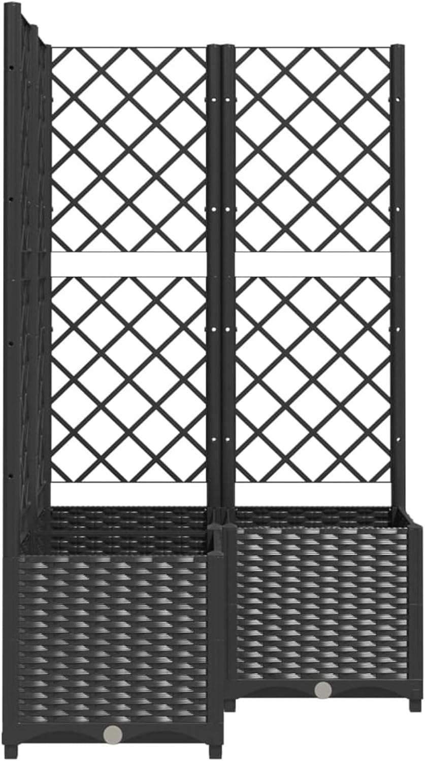 Gecheer Planter with trellis garden trellis planter climbing aid planter flower box flower box planter black 80x80x136cm polypropylene - QUORE