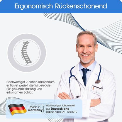 Matras, koudschuimmatras met koeler, huidvriendelijk speciaal weefsel, ergonomisch ondersteunend, gel- en bamboehoutskoolschuim, hypoallergeen, 120 nachten proefslapen, 120 x 200 x 26 cm