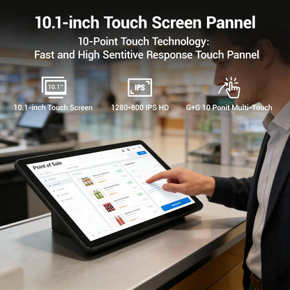 Industriële mini-pc, rugged fanless touchscreen-computer, 10,1 inch Android 12 All-in-One, 4GB RAM, HDMI, Machine Control, voor Digital Signage, Factory Control, Kiosk & Retail display RK3399