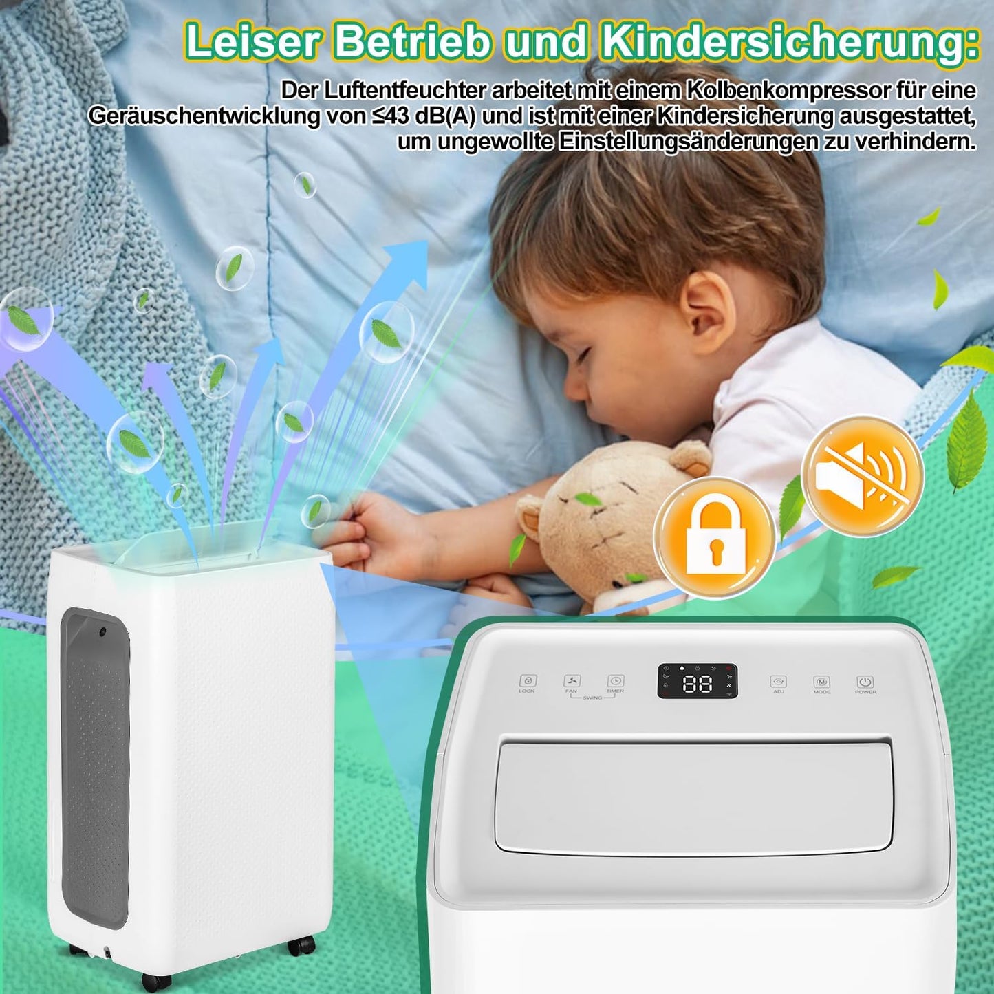 Luchtontvochtiger 26 liter in 24 uur, ontvochtigingscapaciteit: ca. 30 ~ 50 m², led-display met timerfunctie