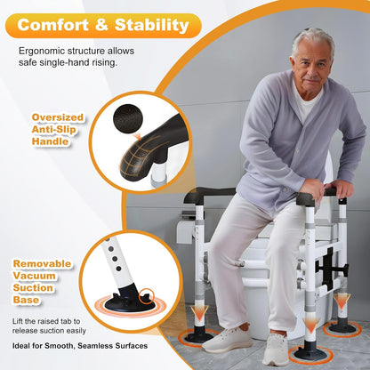 supregear Toiletsteun voor Ouderen en Gehandicapten, in Hoogte en Breedte Verstelbaar, Antislip Handgrepen met Zuignappen, Past op Meeste Toiletten, Eenvoudig te Installeren, Zwart