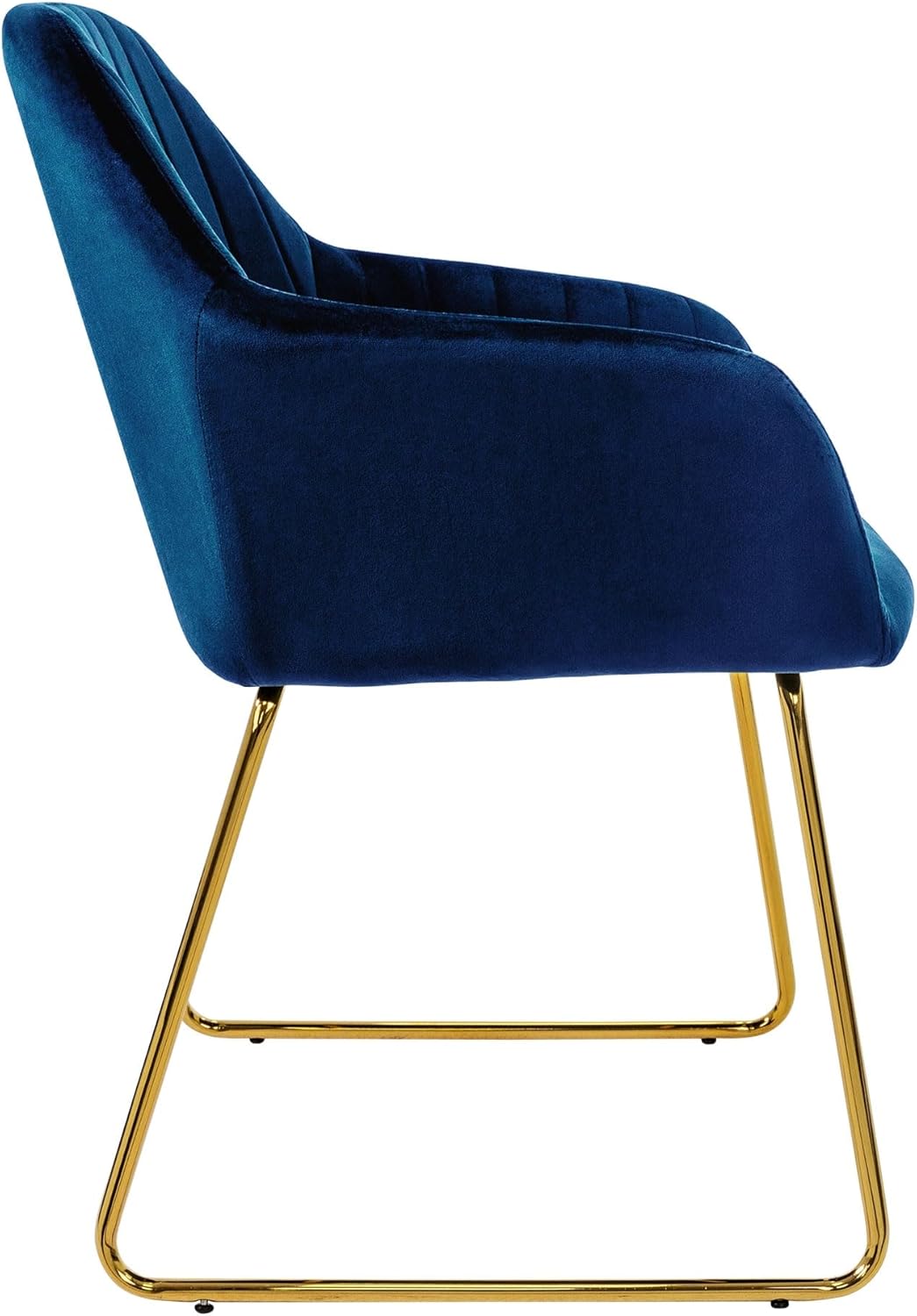 Eetkamerstoel – Keukenstoel – Woonkamerstoel – Stoel – Kuipstoel – Fluwelen Bekleding Blauw – Goudkleurig Metalen Frame – Ergonomische Rugleuning en Armleuningen