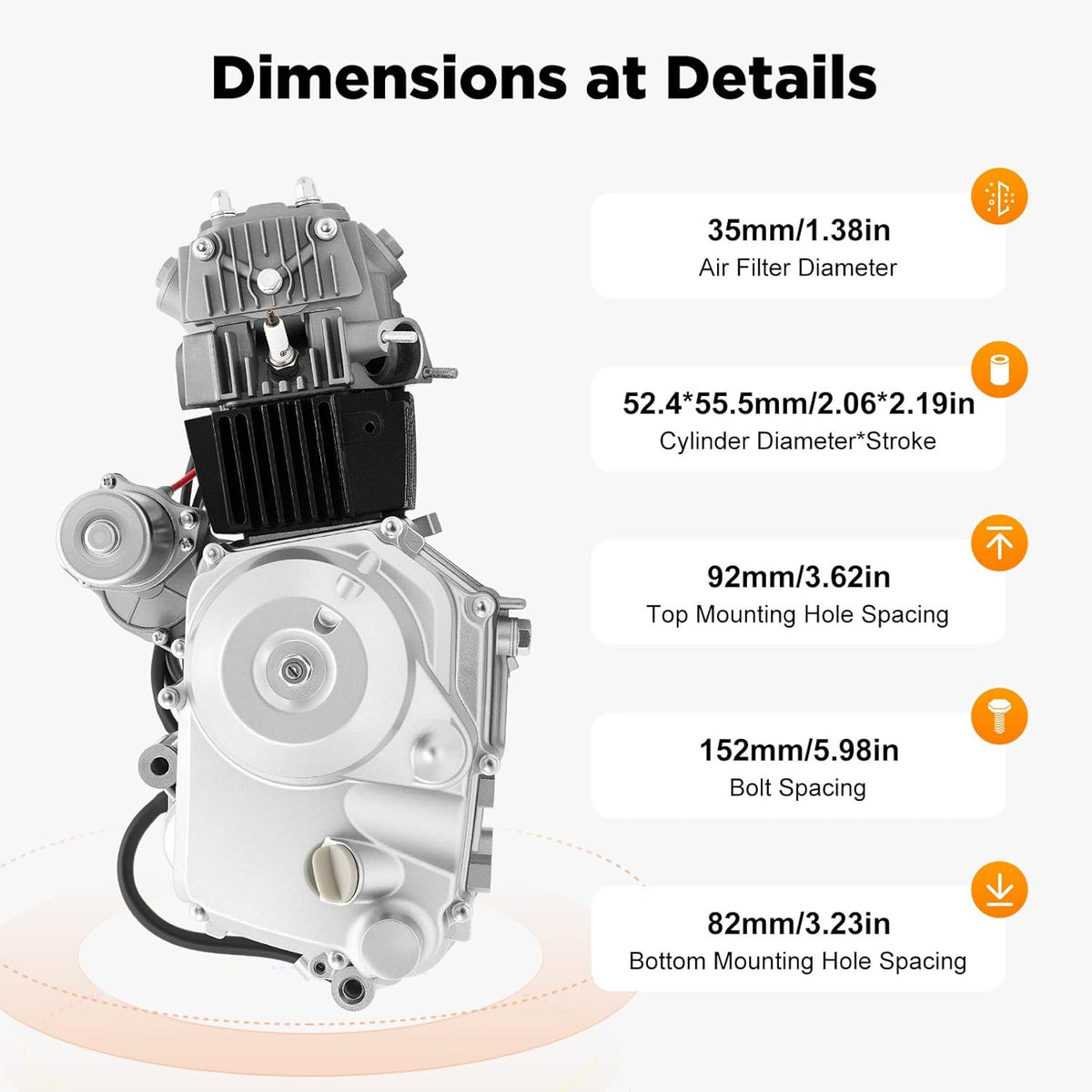 125cc 4-takt motor – Quad motor – ATV motor – Go-kart motor – Crossmotor – Elektrische start – Semi-automatische 3+1 versnelling met achteruit