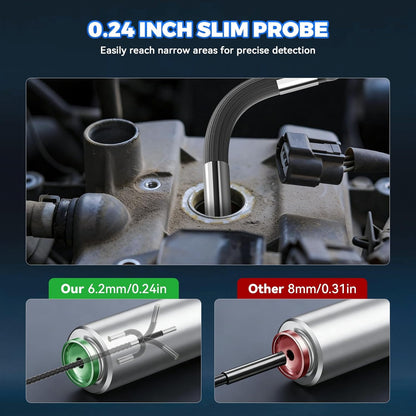 MR CARTOOL Endoscoopcamera met licht, inspectiecamera, 5 inch, IPS 1080P, industriële endoscoop, 210 graden, tweerichtingsdraaibaar, 6,35 mm endoscoop