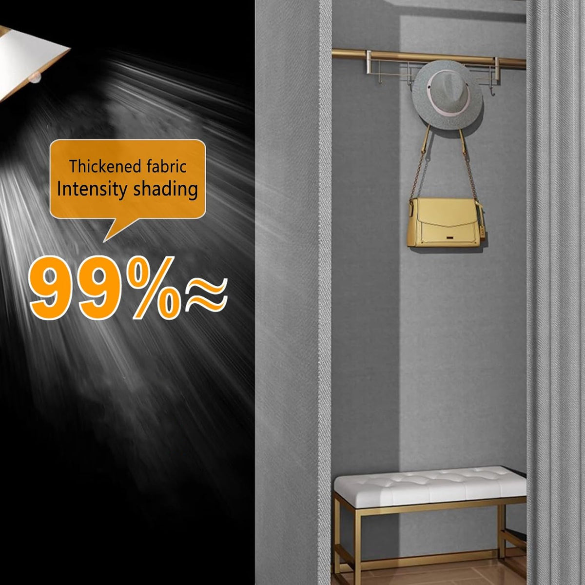 Clothing Store Fitting Room, Simple Changing Room, Privacy Screen Partition with 90% Blackout Curtain and Hook, Suitable for Shopping Mall, Swimming Pool, Gym, 3 Colours