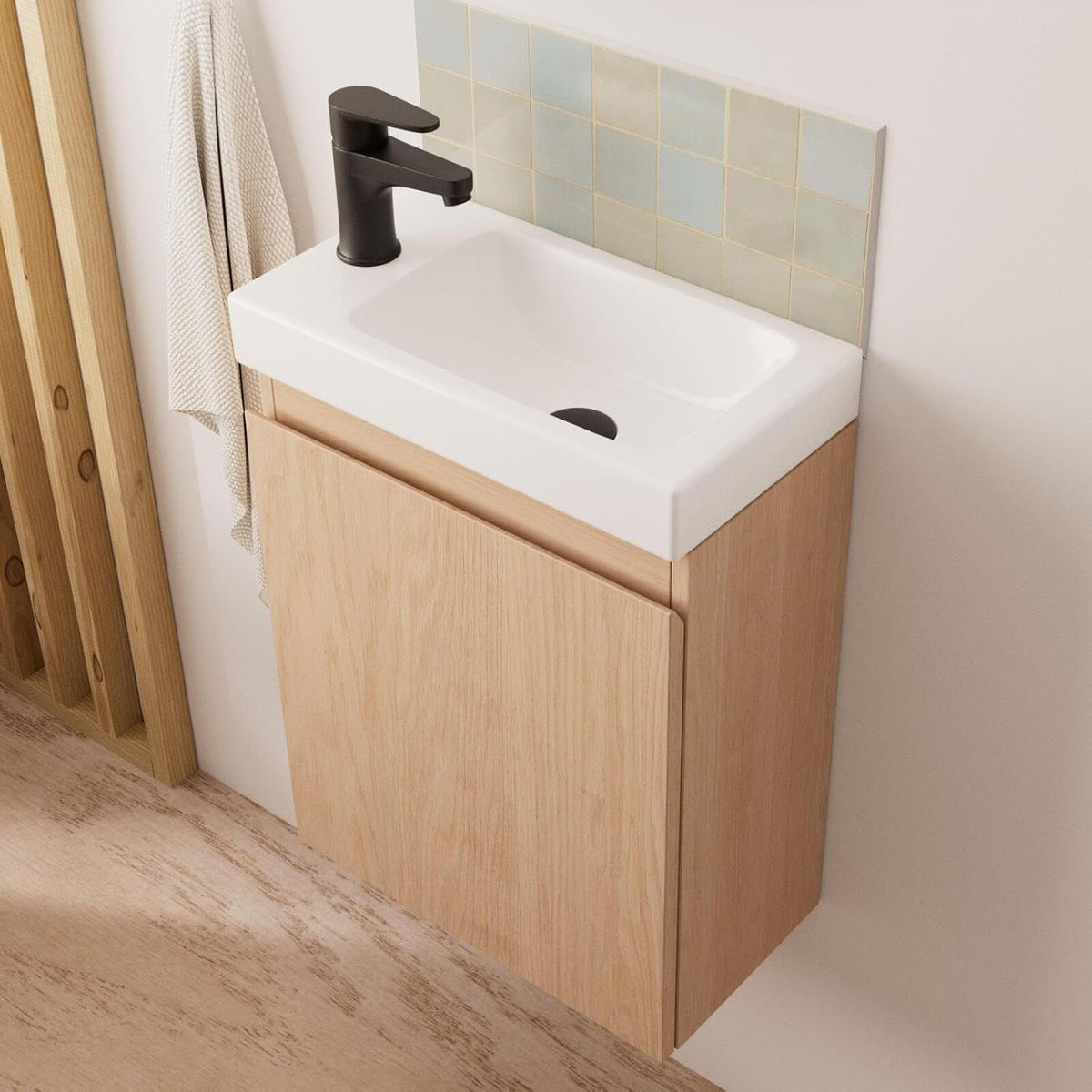 Lisa Bathroom Sink with Mirror, White - QUORE