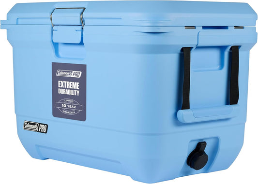 Coleman PRO Heavy-Duty geïsoleerde harde koeler met handgrepen | 42,5 L inhoud | Houdt ijs voor 4 dagen | Volledige schuimisolatie | Grote duurzame draagbare koelbox voor robuust buitengebruik en