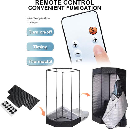 Sauna Sauna-tent, stoomgenerator voor saunakabine, 1200 W, voor thuis, draagbaar, timer en 9 temperatuurniveaus, met sauna, stoomgarnituur, 3 liter, inklapbare stoel met afstandsbediening, 180 cm (H)