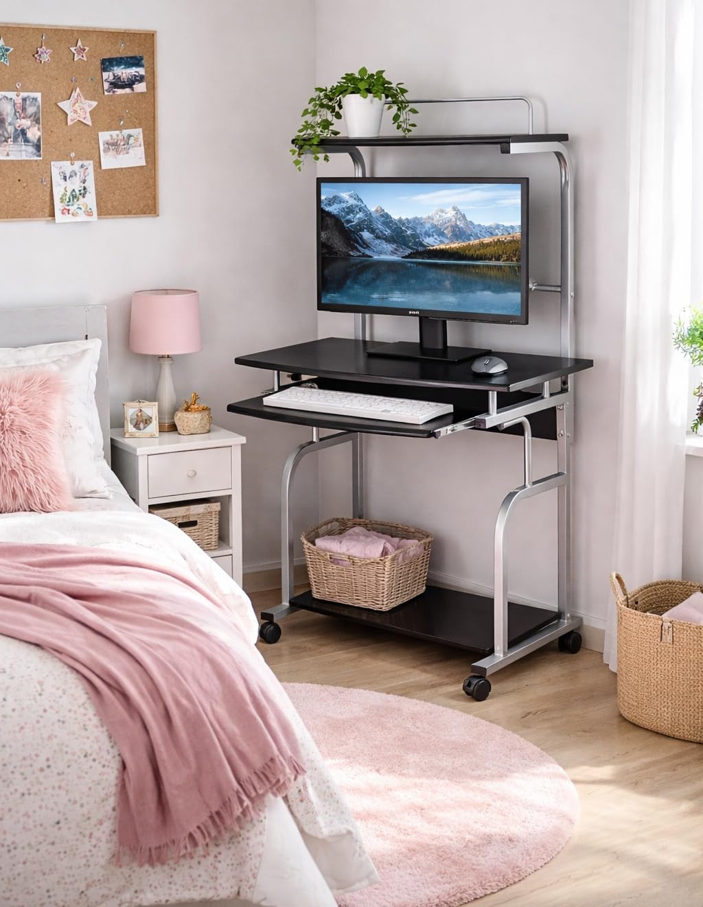 TECHLY ICA-tb 7800bk, metalen computerbureau, MDF (zwart metaal, zwart, metaal, 4 (S), 800 mm, 690 mm)