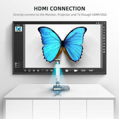 JOYUSING V508 Documentcamera met VGA/HDMI/USB, driemodussen, met 8 miljoen pixels, speciaal voor leraren, geschikt voor realtime-projectie, Kan werken met en zonder een computer.