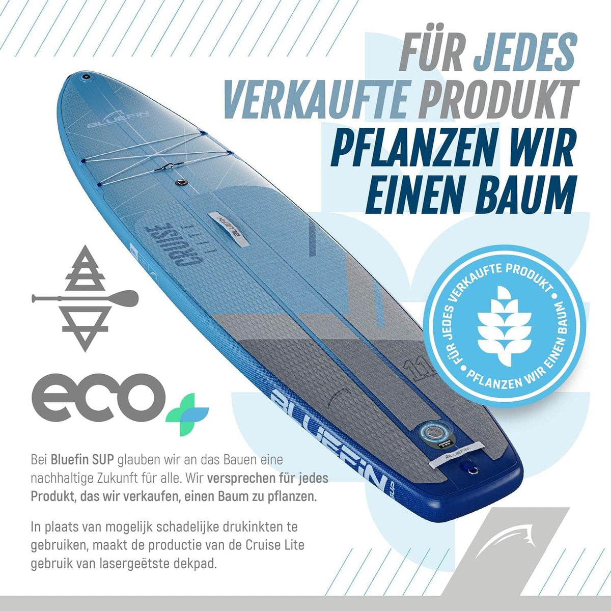 Bluefin Cruise Lite SUP Paddleboard Kit | Lichtgewicht en compact stand-up paddleboard voor volwassenen | In maten 11Ft4 en 10Ft