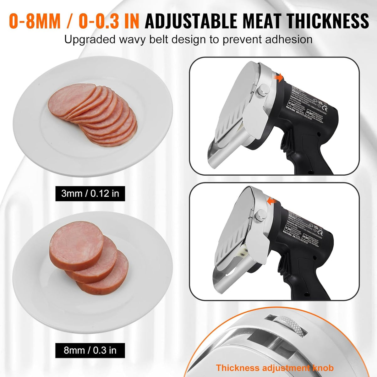 Elektrisch Kebabmes – Kebabmes Draadloos – Shawarma Mes – Döner Mes – Vlees Snijmes – 80W Motor – Instelbare Snijdikte 0-8 mm